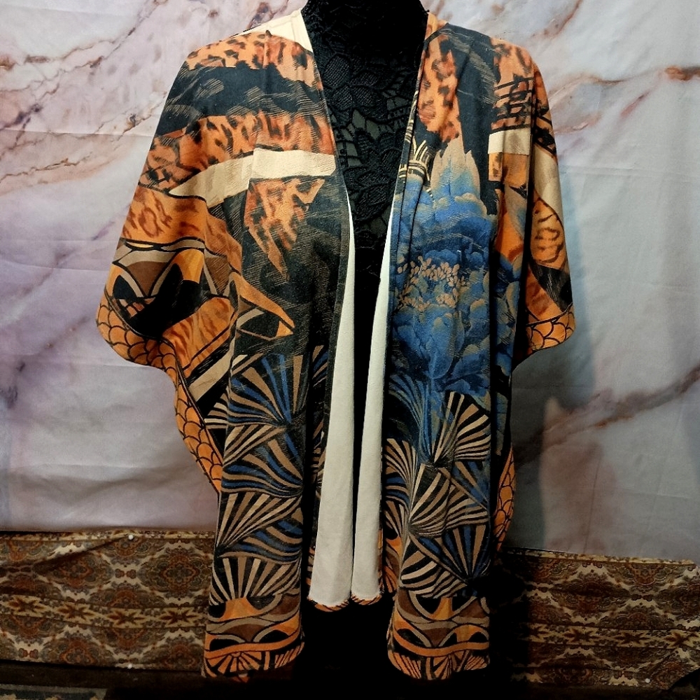 Chico's Faux Suede Open Front Kimono